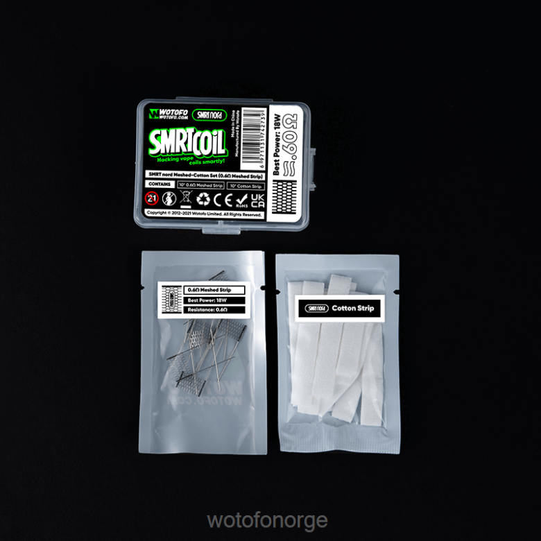 Wotofo Vape Mod - Wotofo SMRT nord mesh-bomull sett HD2VH350 0,6 ohm mesh+bomull